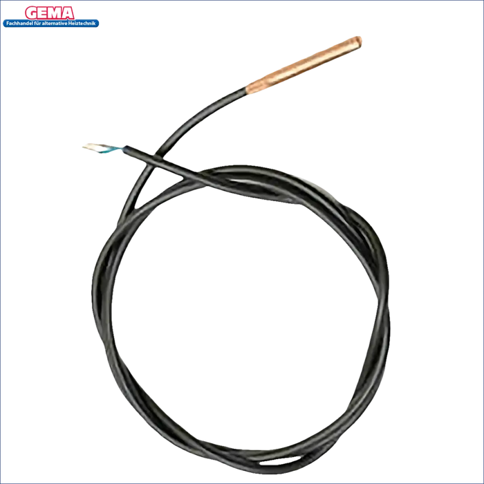 Schwarzes Kabel mit Kupfersensor für Defro Heizkessel Kesselfühler