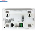 Weiße wandmontierte Steuerungsleiste mit grünem Anschlussblock für PLUM ecoTouch Raumthermostat