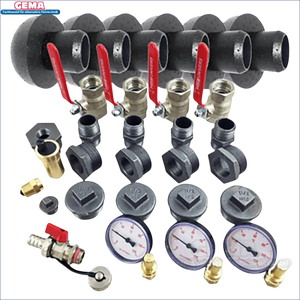Plumbing manifold mit Ventilen und Armaturen für Thermoflux Pelling 25/230 Hygienespeicher
