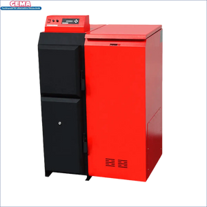 Red and black Thermoflux Pelling 25/230 Pelletkessel mit Hygienespeicher und Liter Anschluss Paket
